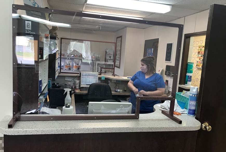 Sneeze Guard in Veterinarians office